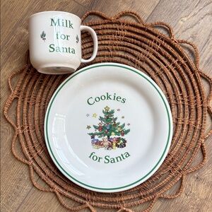 Nikko Ceramics Green and White Holiday Plate and Mug Set